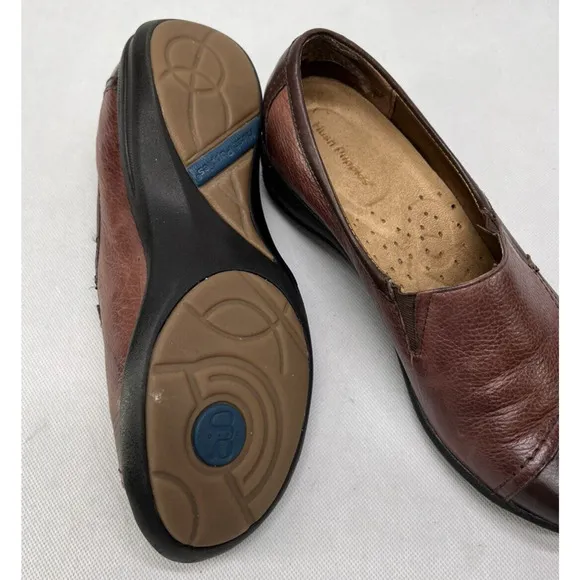 Hush Puppies Womens Size 8M Verse Brown Leather Slip-On Comfort Loafer Shoes