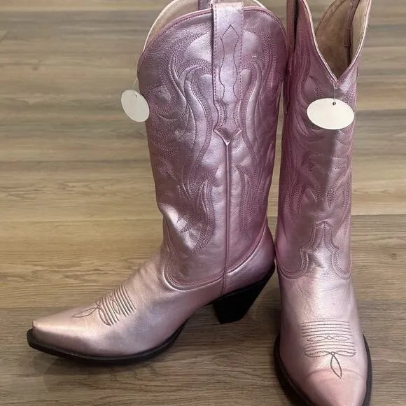 Idyllwind NWT Western Metallic Pink Boots Women’s 8.5 Cowgirl Barbie Core Rodeo