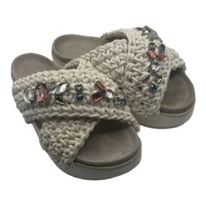 Inuikii Anthropologie Sz 11 Women's Sandals with Gem Embellishments - Cream