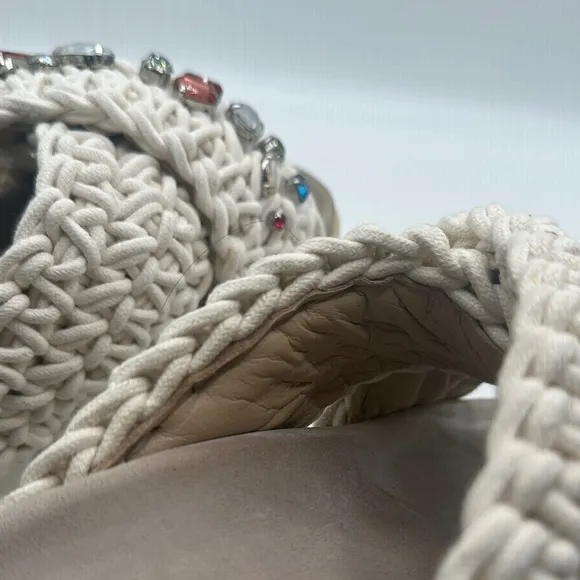 Inuikii Anthropologie Sz 11 Women's Sandals with Gem Embellishments - Cream