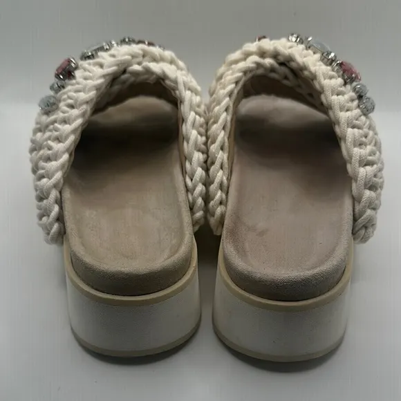 Inuikii Anthropologie Sz 11 Women's Sandals with Gem Embellishments - Cream