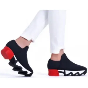 iRi Women's Wes I Neoprene Sneakers Shoes Slip on Black Red Size 38.5 US 8.5