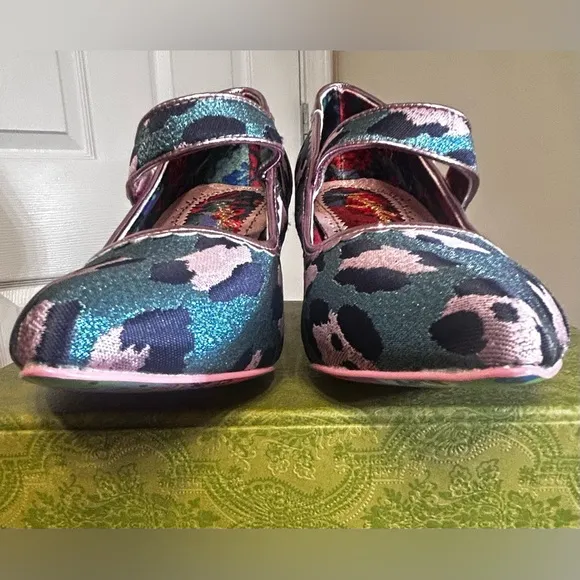 Irregular Choice Pink and Blue Heels with Unique Design &amp; Foot-sole.