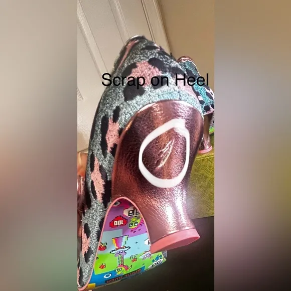 Irregular Choice Pink and Blue Heels with Unique Design &amp; Foot-sole.