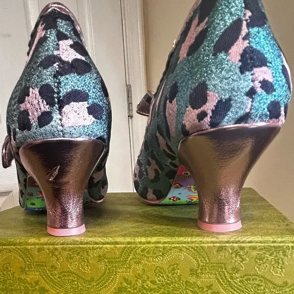 Irregular Choice Pink and Blue Heels with Unique Design &amp; Foot-sole.
