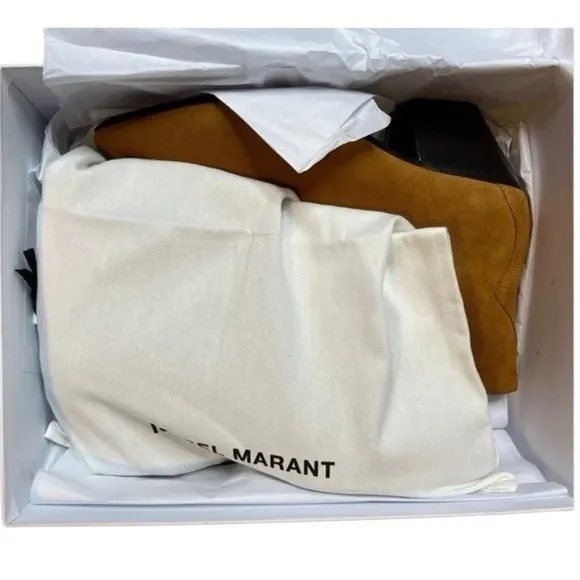 Isabel Marant Dacken Cognac Brown Suede Ankle Boots New in Box Size 41 (10)