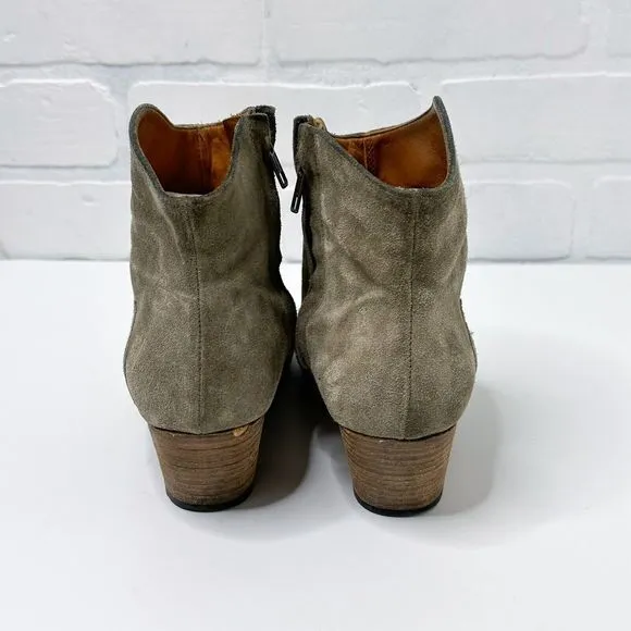 Isabel Marant Suede Dicker Dacken Booties Ankle Boot Olive Size 37/6.5 Western‎