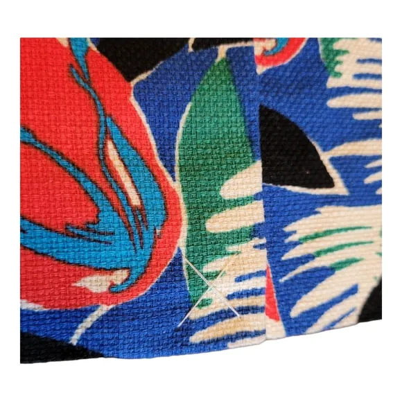 J Crew Basketweave Pencil Skirt Bright Blue Tropical Print Cotton Skirt Size 8