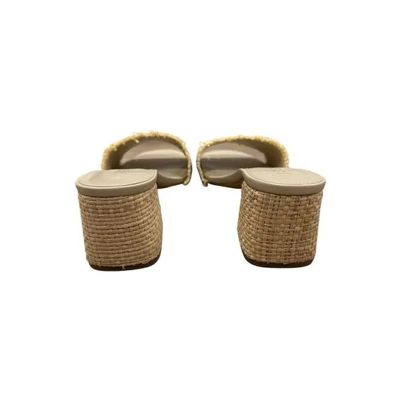 J. Crew Factory Woven Mule Sandals Rainbow Rattan Size 8