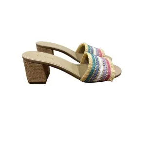 J. Crew Factory Woven Mule Sandals Rainbow Rattan Size 8