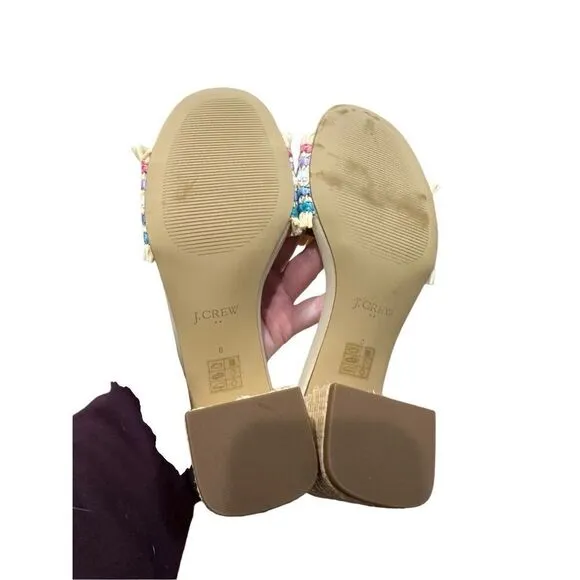 J. Crew Factory Woven Mule Sandals Rainbow Rattan Size 8
