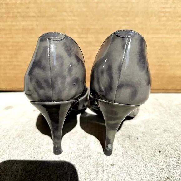 J. Crew Pump Shoes Valentina High Heel Pointed Toe Leopard Print Gray Size 6.5