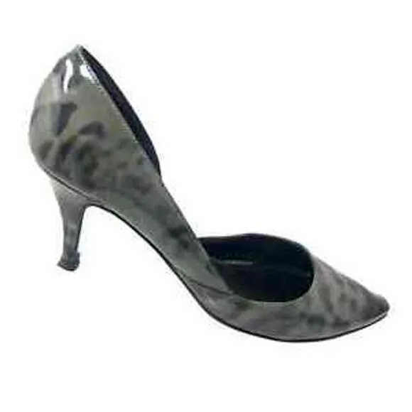 J. Crew Pump Shoes Valentina High Heel Pointed Toe Leopard Print Gray Size 6.5