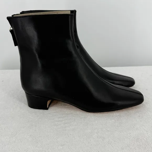 J. Crew Roxy Center seam Black Leather Back Zip Ankle Boots NEW Women’s Size 8