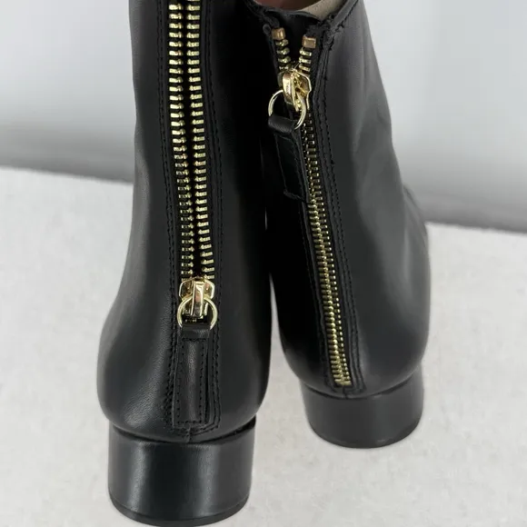J. Crew Roxy Center seam Black Leather Back Zip Ankle Boots NEW Women’s Size 8