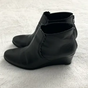 Jack Rogers Black Leather Emery Wedge Ankle Boots