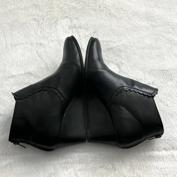 Jack Rogers Black Leather Emery Wedge Ankle Boots