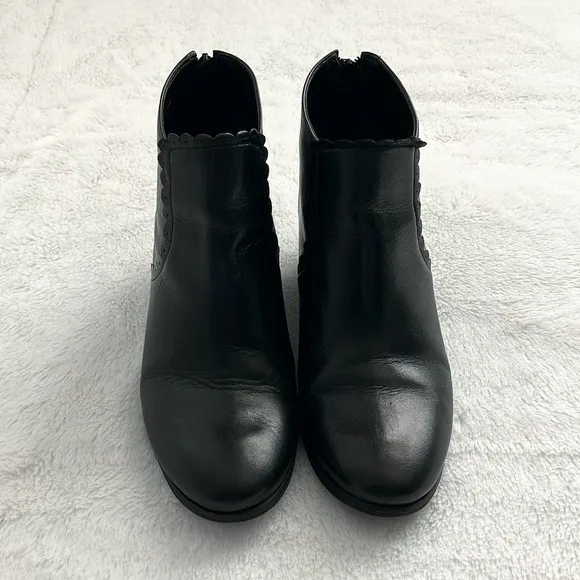 Jack Rogers Black Leather Emery Wedge Ankle Boots