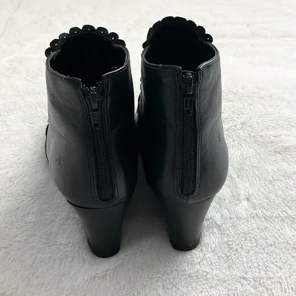 Jack Rogers Black Leather Emery Wedge Ankle Boots