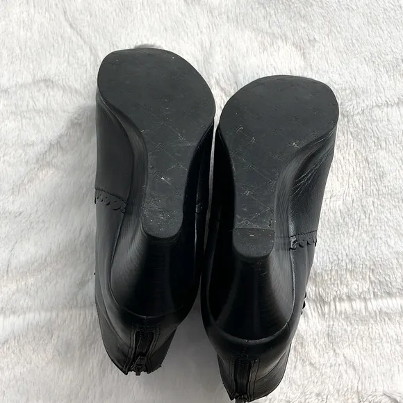 Jack Rogers Black Leather Emery Wedge Ankle Boots