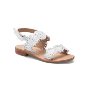 JACK ROGERS White Leather Lauren Flat Sandals (Toddler)