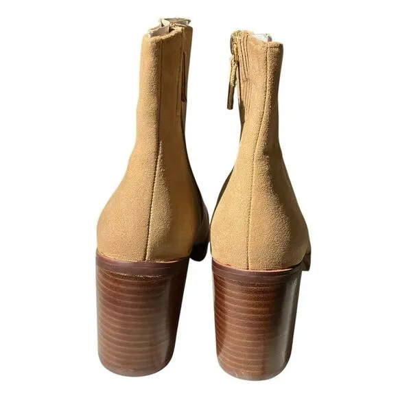 J Crew Boots Womens 7 Tan Sueded Platform Sienna BT278 $198 Beige Stacked Heel