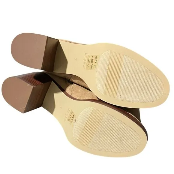 J Crew Boots Womens 7 Tan Sueded Platform Sienna BT278 $198 Beige Stacked Heel