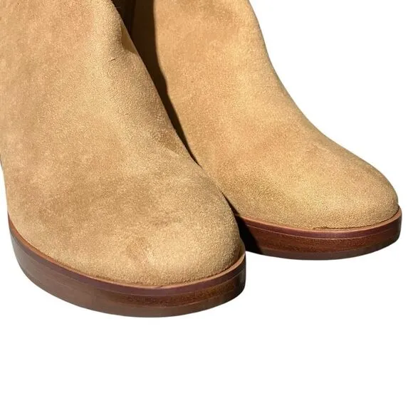 J Crew Boots Womens 7 Tan Sueded Platform Sienna BT278 $198 Beige Stacked Heel