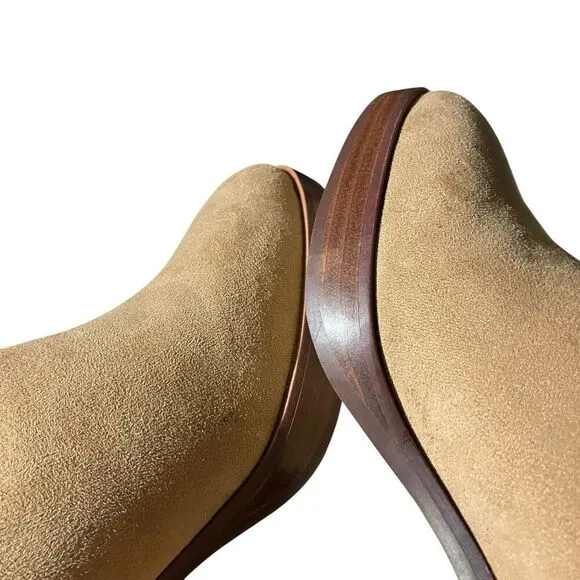 J Crew Boots Womens 7 Tan Sueded Platform Sienna BT278 $198 Beige Stacked Heel