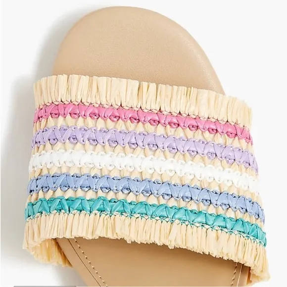 J.Crew Rainbow Raffia Woven mule heels sandals Size 7.5
