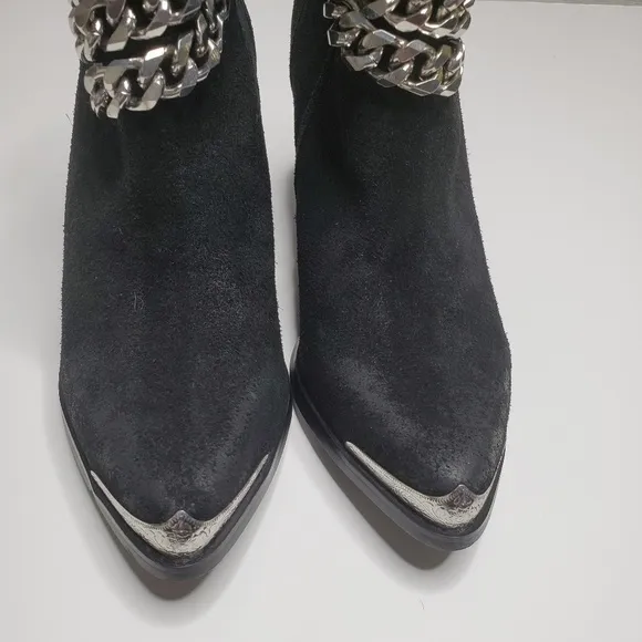 JEFFREY CAMPBELL Bravado Ankle Suede Boots In Black 7.