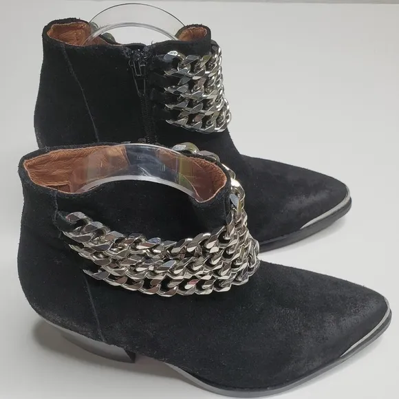 JEFFREY CAMPBELL Bravado Ankle Suede Boots In Black 7.