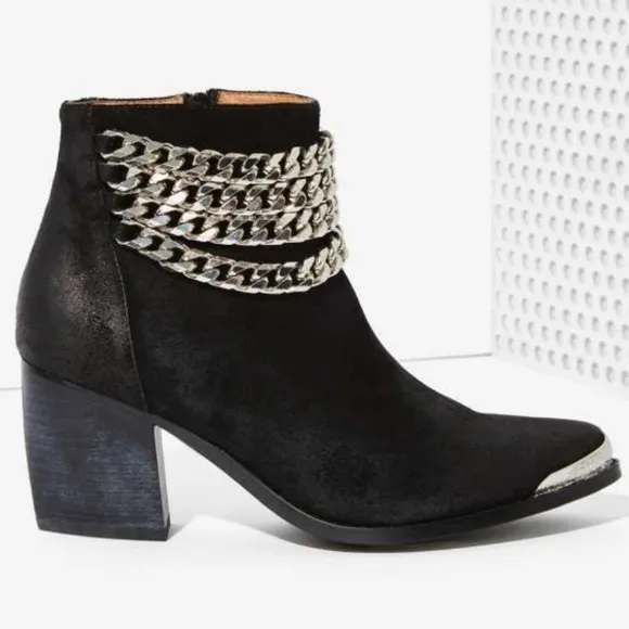 JEFFREY CAMPBELL Bravado Ankle Suede Boots In Black 7.