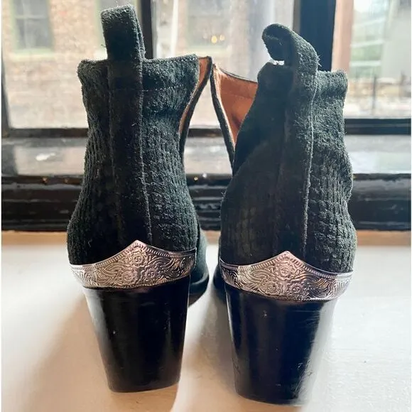 JEFFREY CAMPBELL Cromwell Black Suede Snake Boots Black Women’s Size 6.5