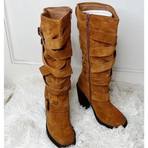 JEFFREY CAMPBELL MISSION STRAP BROWN  Suede BOOTS SIZE 6.5 New