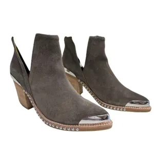 Jeffrey Campbell Optimum Tan Suede Stud Cutout Ankle Western  Boots Size 7.5