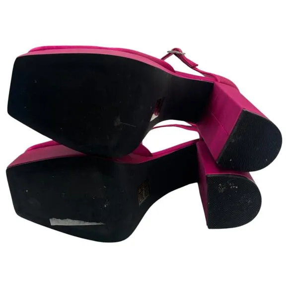 Jeffrey Campbell Over And Out Satin Heels Platform Pumps Shoes Pink Size 7.5