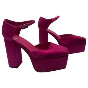 Jeffrey Campbell Over And Out Satin Heels Platform Pumps Shoes Pink Size 7.5