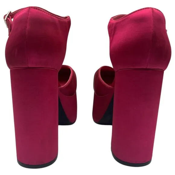 Jeffrey Campbell Over And Out Satin Heels Platform Pumps Shoes Pink Size 7.5