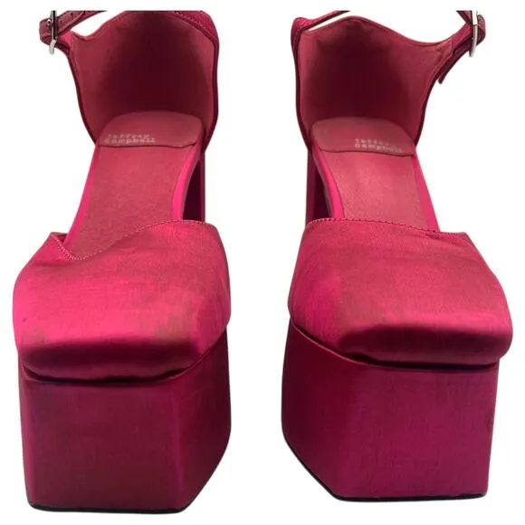 Jeffrey Campbell Over And Out Satin Heels Platform Pumps Shoes Pink Size 7.5