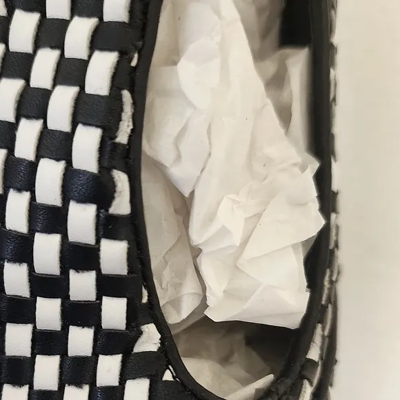 JEFFREY CAMPBELL x Urban Outfitters - black/white, heelless, approx. 7”, Size 9M