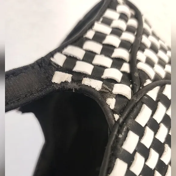 JEFFREY CAMPBELL x Urban Outfitters - black/white, heelless, approx. 7”, Size 9M