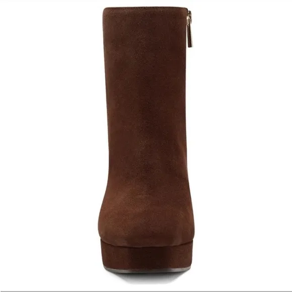 JESSICA SIMPSON Kaiyah Suede Platform Booties Leather Ankle Heel Shoes Brown NWT