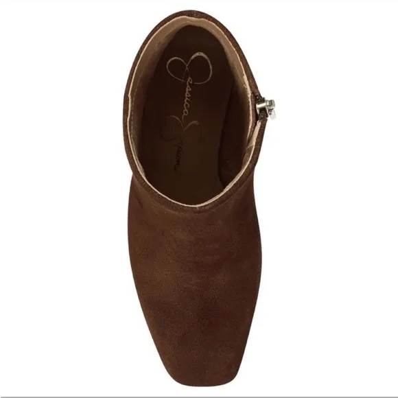 JESSICA SIMPSON Kaiyah Suede Platform Booties Leather Ankle Heel Shoes Brown NWT