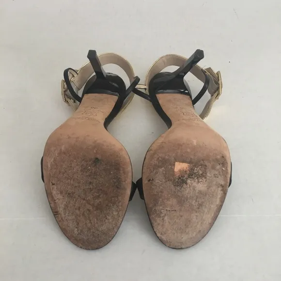 JIMMY CHOO AUTHENTIC BLACK AND LEATHER STRAP SHOES