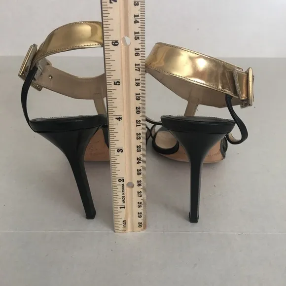 JIMMY CHOO AUTHENTIC BLACK AND LEATHER STRAP SHOES