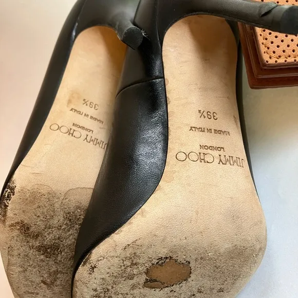 Jimmy Choo Black Leather Women's Heels
