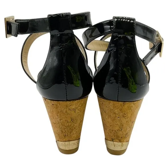 Jimmy Choo Black Patent Leather Portia 70 Sandals