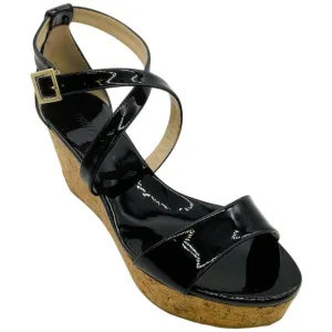Jimmy Choo Black Patent Leather Portia 70 Sandals