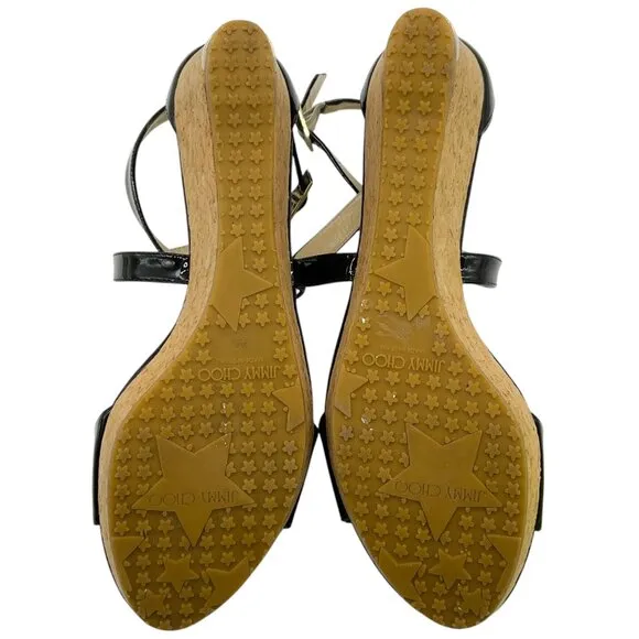 Jimmy Choo Black Patent Leather Portia 70 Sandals